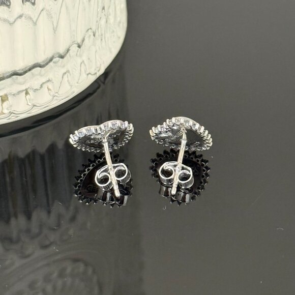 Germany Flag Earrings Heart bling S925 Sterling Silver Handmade Ear Stud - Picture 5 of 5